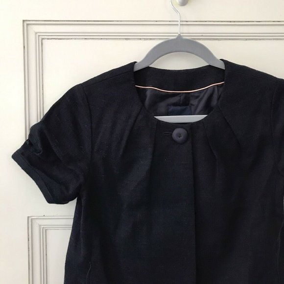 J Crew Navy Blue Pleated Cotton Blazer Jacket Short Sleeves - Picture 5 of 5